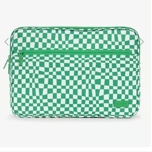 Calpak 15-17 Inch Green Padded Checkerboard Laptop Sleeve
